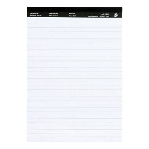 5 Star Office Executive Pad Headbound 60gsm Ruled Margin Perforated 100pp A4 White (Pack of 10)