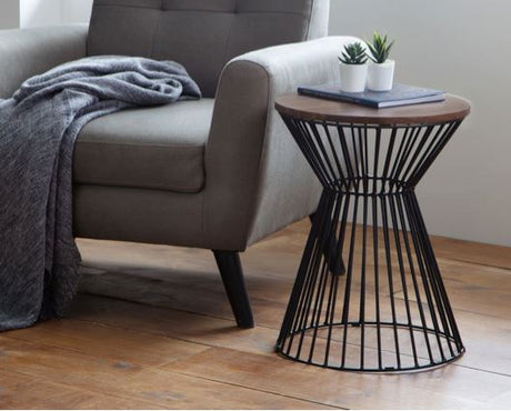 JERSEY ROUND WIRE LAMP TABLE - WALNUT