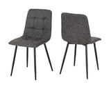 FENTON DINING SET (X4 CHAIRS) - WHITE/DARK GREY SUEDE FABRIC