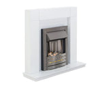 Adam Malmo in Pure White & Black/Pure White with Helios Electric Fire in Brushed Steel, 39 Inch