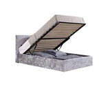 Berlin Single Ottoman Bed - Steel Crushed Velvet