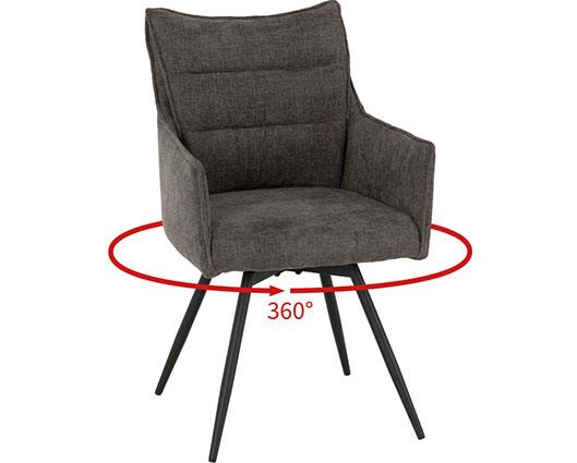 LEWIS CARVER SWIVEL DINING CHAIR (X2 PER BOX) - GREY FABRIC