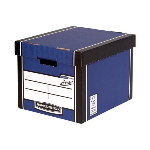 Fellowes Bankers Box Premium Presto Storage Box Blue&#47;White (Pack of 10) 7260603