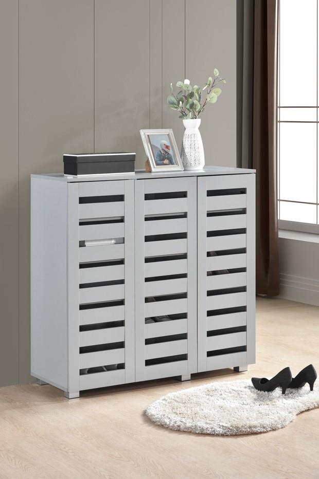 Euston 3 Door Shoe Cabinet - Light Grey