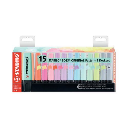 Stabilo Boss Original Highlighters Desk Set Pastel (Pack of 15) 7015-02-5