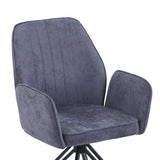 Aspen swivel dining armchairs, grey fabric with black metal legs (pair)