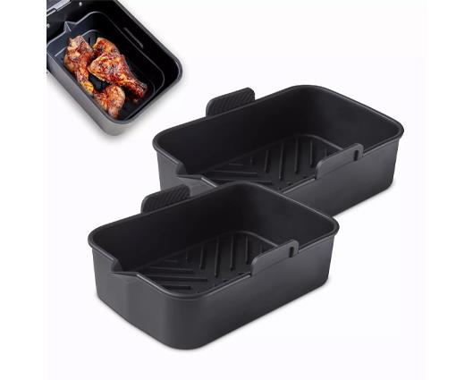 Set of 2 Silicone Rectangular Solid Air Fryer Trays