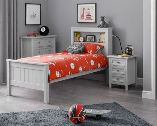 MAINE BOOKCASE BED 90CM - DOVE GREY