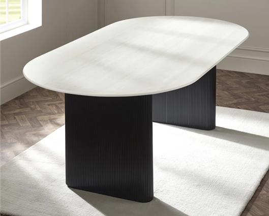 Bolivia Oval Dining Table White & Black