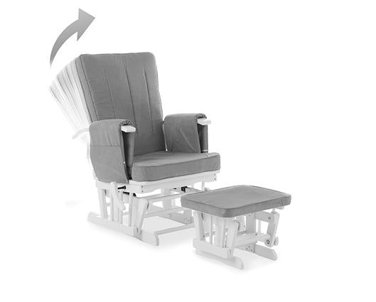 Deluxe Reclining Glider Chair & Stool - Grey