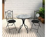 FERNE PATIO DINING SET - BLACK/GREY LEAF