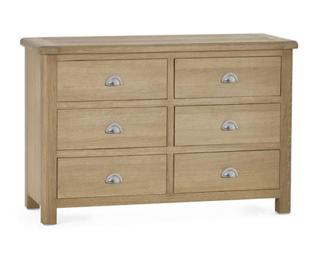 Memphis Limed Oak 6 Drawer Wide Chest
