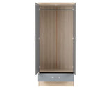 Nevada 2 Door 1 Drawer Wardrobe - Grey Gloss/Light Oak Effect Veneer