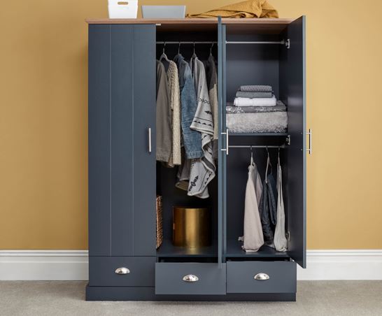 Kendal 3 Door 3 Drawer Wardrobe Slate Blue