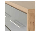 Seville 3+2 Drawer Chest - Grey High Gloss/Light Oak Effect Veneer