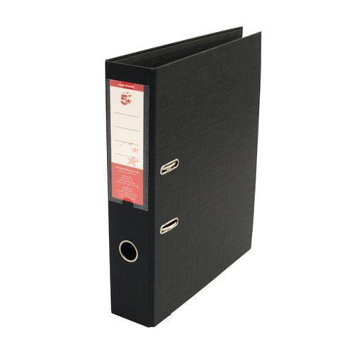 5 Star Office Premium Polypropylene Lever Arch File Foolscap Black (Pack of 10)