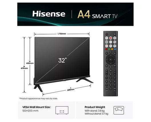 HISENSE A4Q 32" LED HD Ready HDR Smart TV with Freely - 32A4QTUK