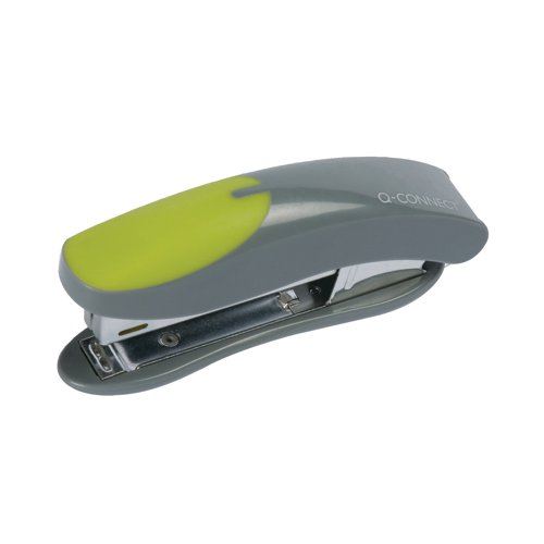 Q-Connect Mini Plastic Stapler Grey&#47;Green (Capacity: 12 sheets of 80gsm paper) KF00991