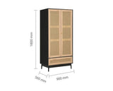 Croxley 2 Door 1 Drawer Rattan Wardrobe