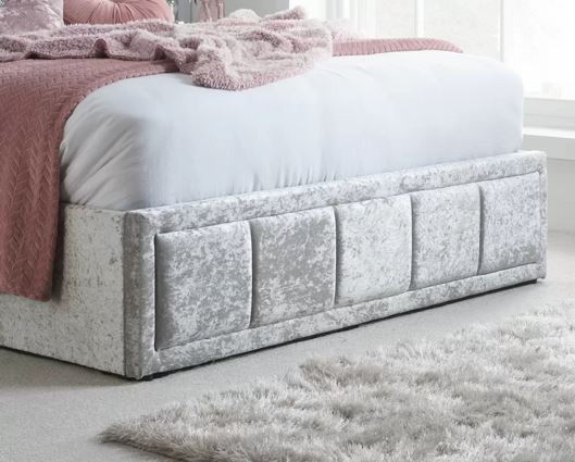 Hannover King Ottoman Bed - Steel Crushed Velvet