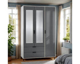 MADRID 3 DOOR 2 DRAWER WARDROBE - GREY/WHITE GLOSS