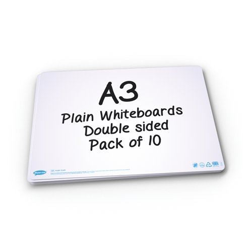 Show-me Drywipe Boards Plain&#47;Plain A3 (Pack of 10) A3P10