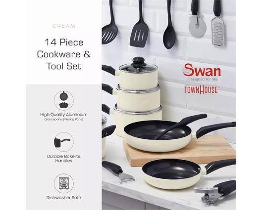 Townhouse 14 Piece Pan and Tool Set - Cream