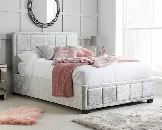 Hannover King Bed - Steel Crushed Velvet