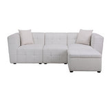 Milo 3 Seater Sofa With Footstool- White