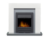 Adam Dakota Fireplace in Pure White & Grey with Colorado Electric Fire in Black, 39 Inch