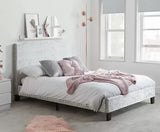 Berlin Double Bed - Steel Crushed Velvet