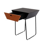 Apollo metal 1 drawer bedside cabinet, copper drawer, black cabinet, handle and legs