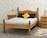 Corona 4'6" Bed High Foot End - Distressed Waxed Pine