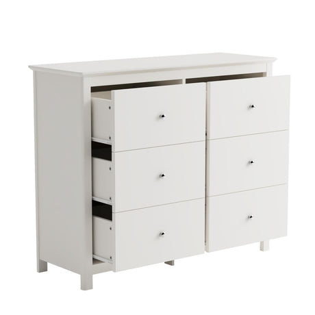 Nairn White 3+3 drawer wide chest of drawers