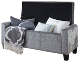 Verona ottoman bench grey crushed velvet