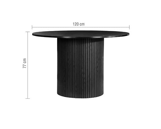 Axel Round Fluted Dining Table with 4 Fabric Chairs - Black