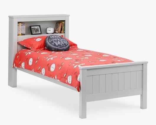 MAINE BOOKCASE BED 90CM - DOVE GREY