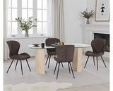 MODENA & QUEBEC DINING SET (X4 CHAIRS) - CREAM/BROWN FAUX LEATHER