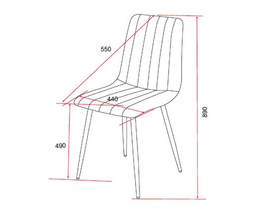 Straight stitch natural dining chair, black tapered legs (pair)