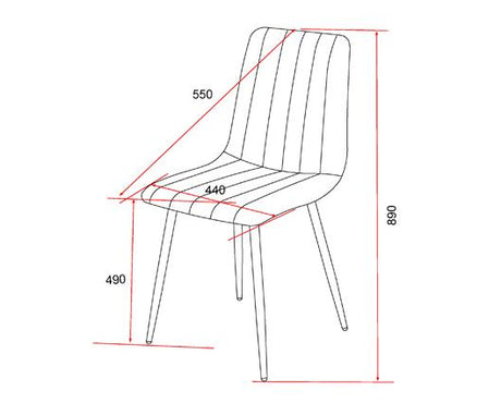 Straight stitch natural dining chair, black tapered legs (pair)