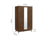 Herringford 3 Door Wardrobe with Mirror - Walnut