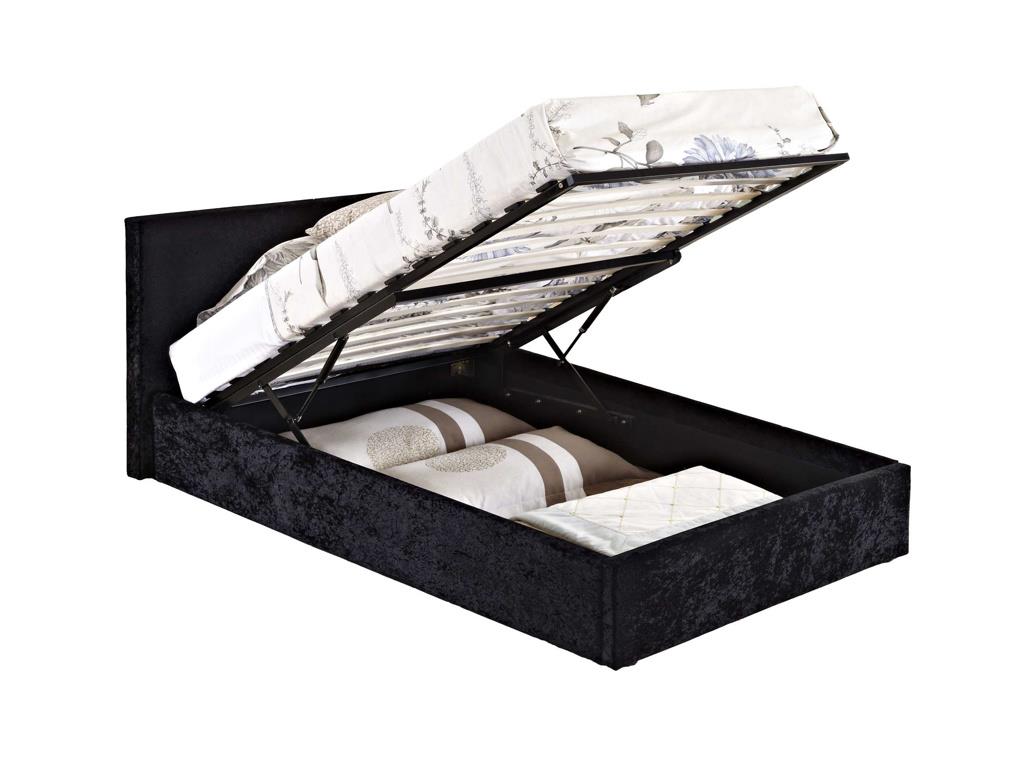 Berlin Double Ottoman Bed - Black Crushed Velvet