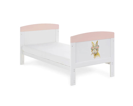 Grace Inspire Cot Bed & Under Drawer - Water Colour Rabbit Pink