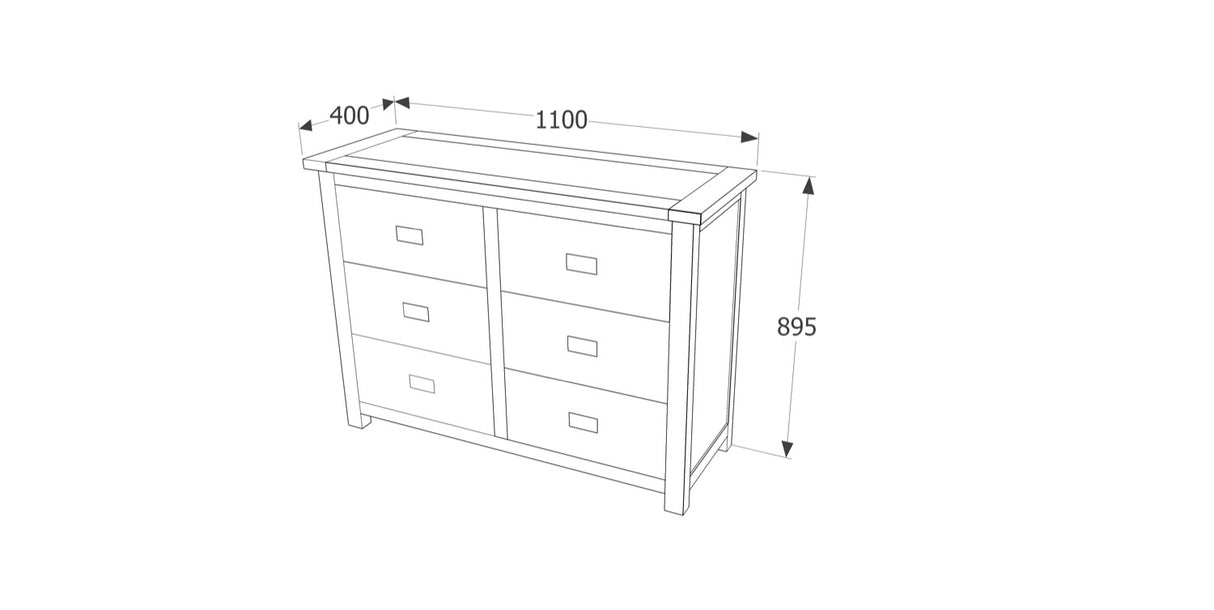 Boston 3+3 Drawer Wide Chest