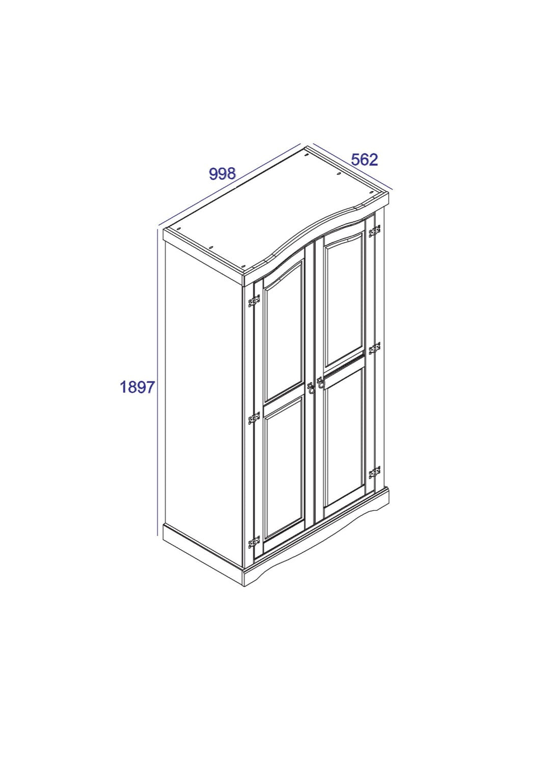 Corona 2 Door Wardrobe White