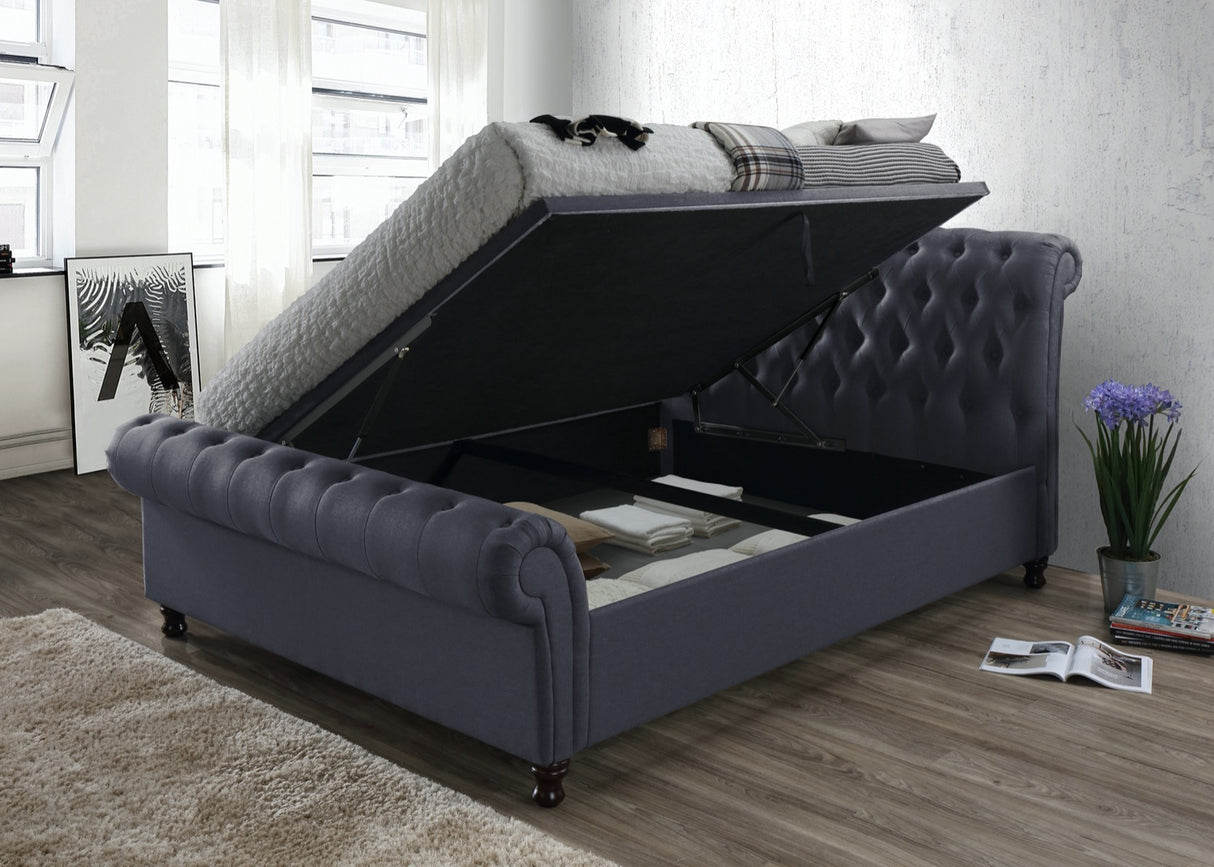 Castello Double Side Ottoman Bed - Charcoal