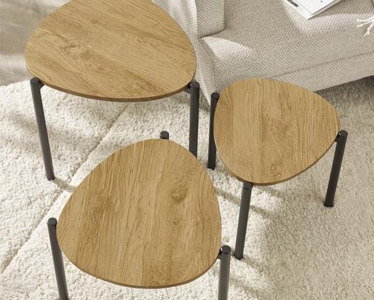 Lorette Teardrop Nesting Side Table Oak