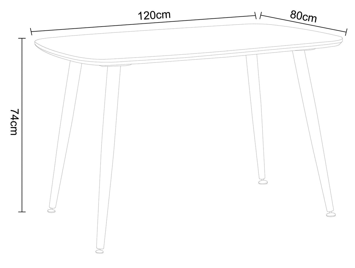 Aspen rectangular dining table, light oak effect top with black tapered legs