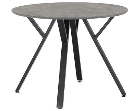 ATHENS ROUND & AVERY DINING SET (X4 CHAIRS) - CONCRETE/EMERALD GREEN VELVET