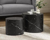 Toba Oval Nest of Tables Black Marble Effect